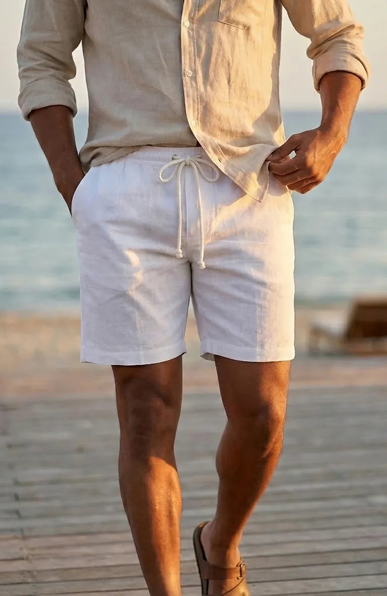 Veradero Drawstring Linen Shorts in White