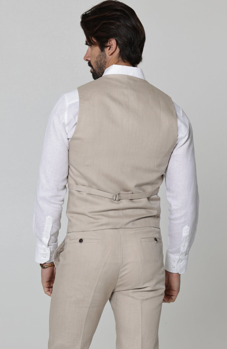 Monaco Custom Linen Vest Latte