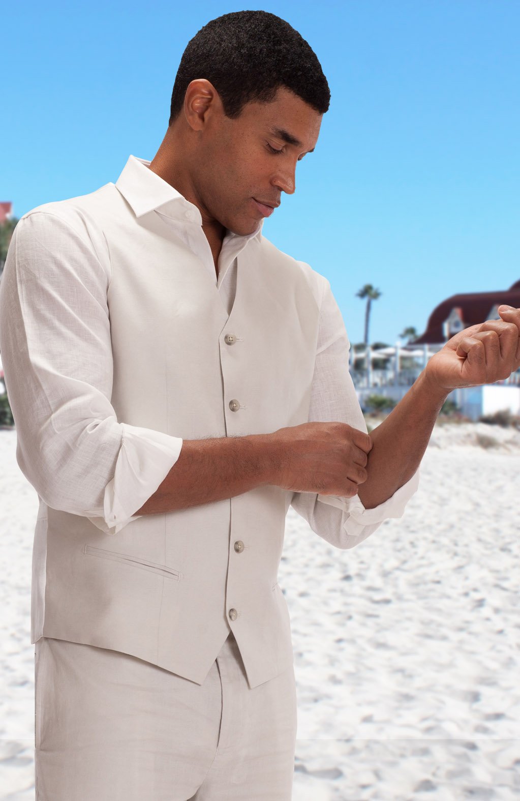 Monaco Vest in Light Sand Shirt