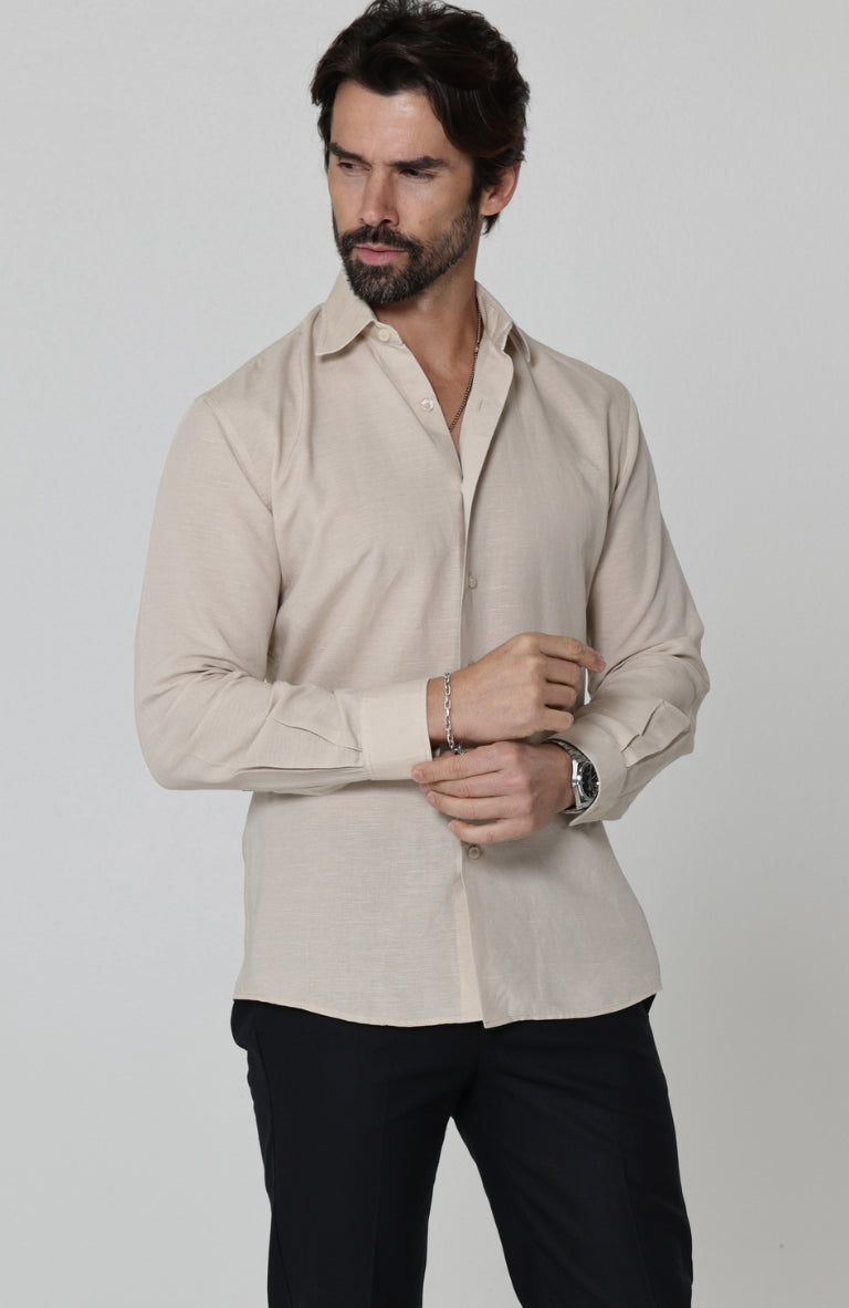 Beckford Linen Wedding Shirt, with Pants Natural Ecru