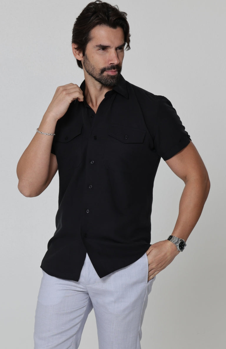 Beckford Breathable Linen Shirts Black with Italian Linen Pants
