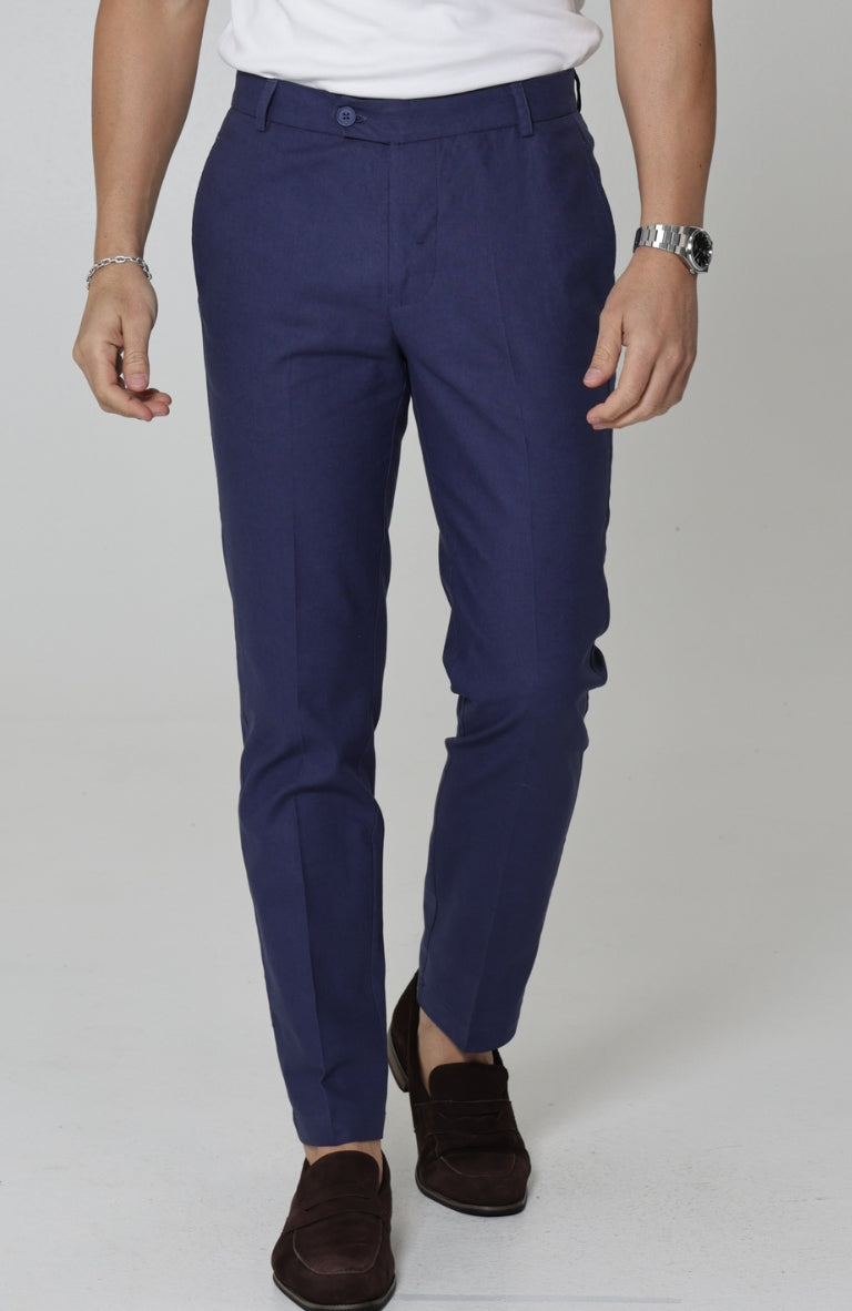 Men's Verona Linen Pants in Soft Navy