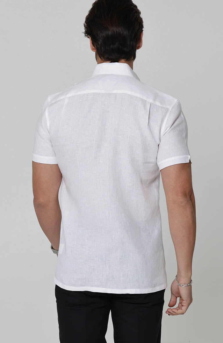 Butterfly Embroidered White Havana with White Embroidery and Charcoal Verona Pant Bone w/Bone Embroidery