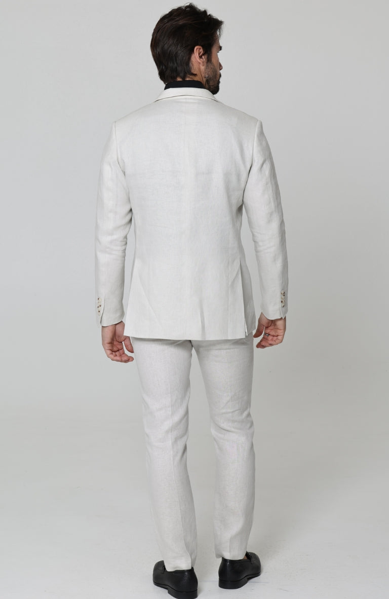 Natural Monte Carlo Linen Suit Jacket, w/ Natural Verona Pants and Bradford Shirt