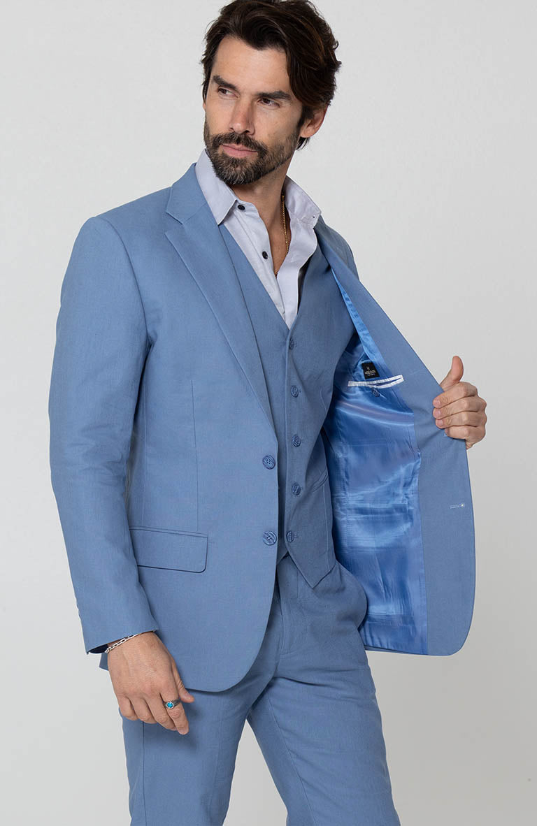 Monte Carlo Italian Linen Suit Heritage Blue w/ Heritage Blue Verona Pants