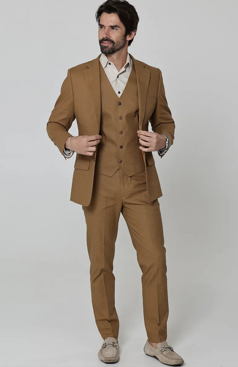 Monte Carlo Mocha Jacket w/ Monaco Vest and Natural Beckford Shirt