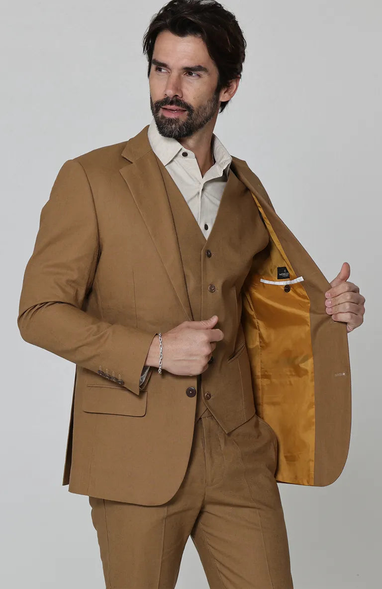 Monte Carlo Mocha Jacket w/ Monaco Vest and Natural Beckford Shirt
