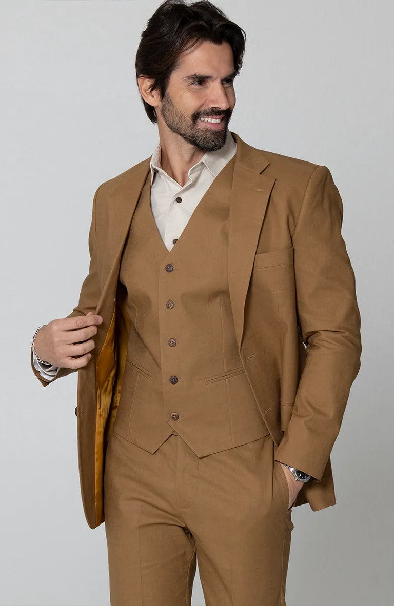 Monte Carlo Mocha Jacket w/ Monaco Vest and Natural Beckford Shirt
