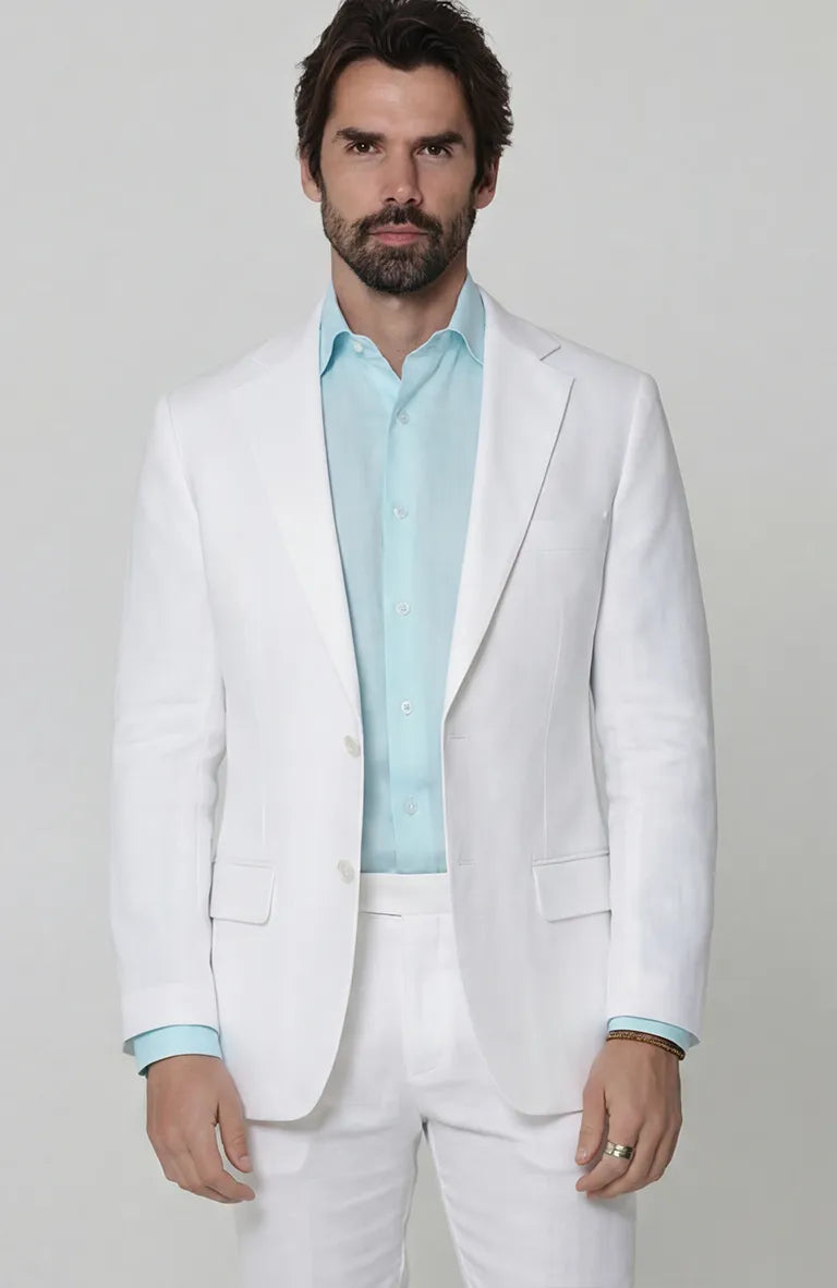 White Monte Carlo Suit with White Verona Pants and Bradford Italian Shirt in Spa