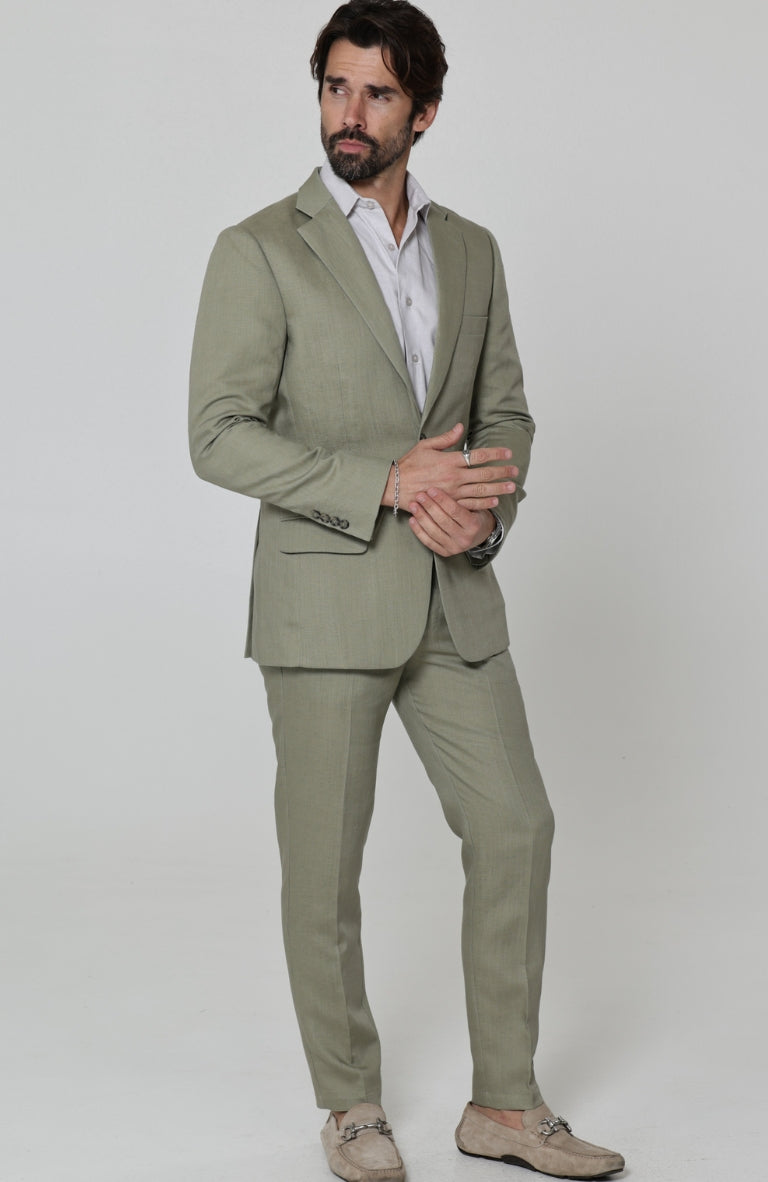 Monte Carlo Summer Linen Suit Sage with Verona Italian Linen Pants in Sage