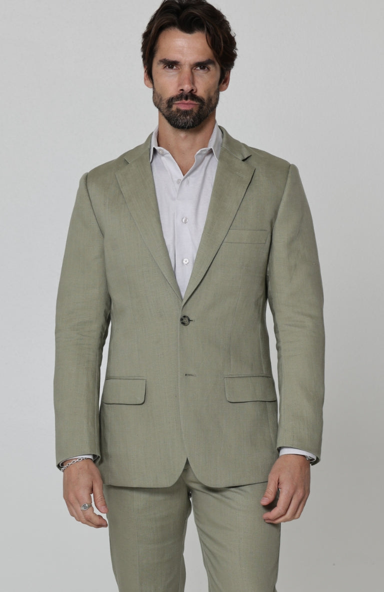 Monte Carlo Summer Linen Suit Sage with Verona Italian Linen Pants in Sage