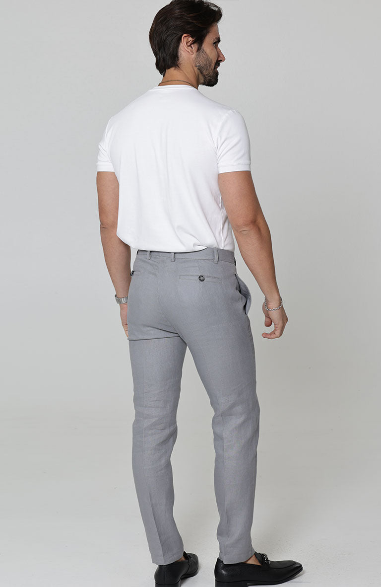 Men's Verona Linen Pants in Steel Gray