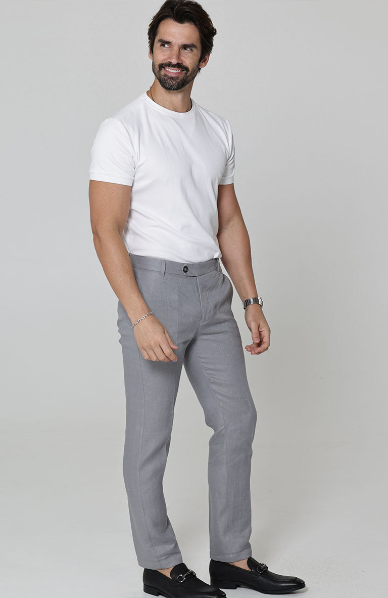Men's Verona Linen Pants in Steel Gray
