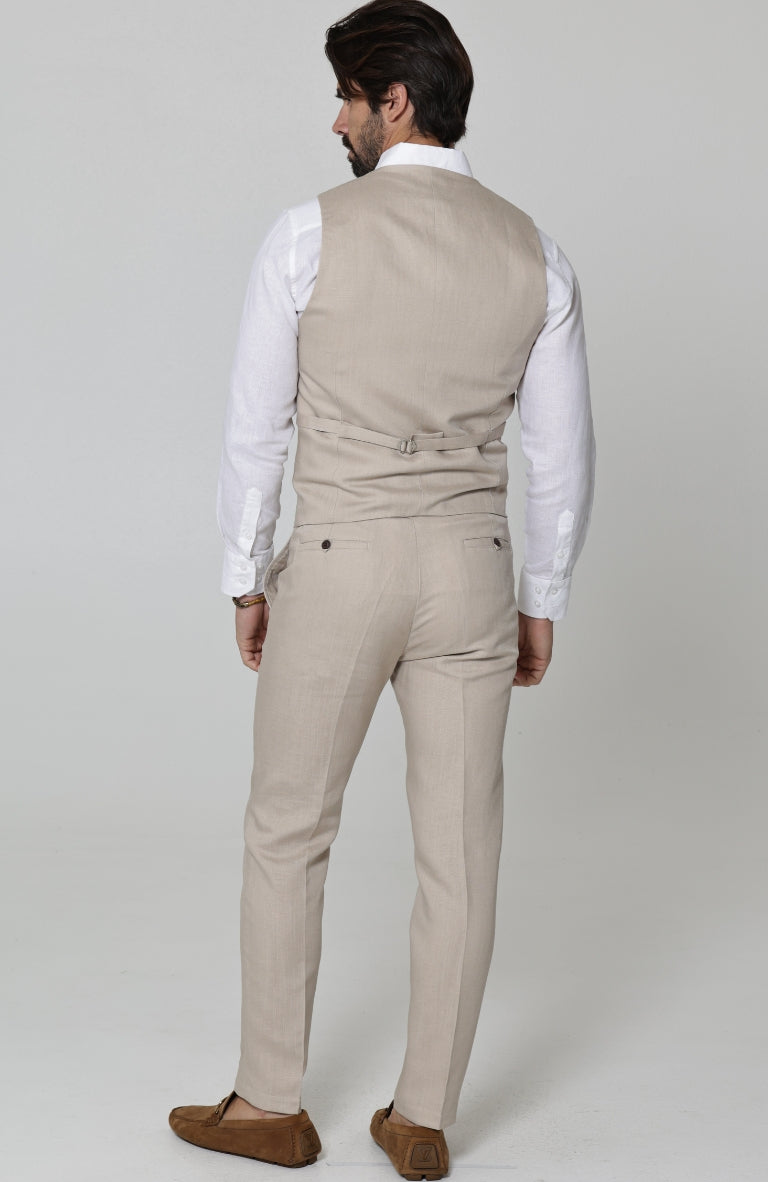 Monaco Custom Linen Vest Latte