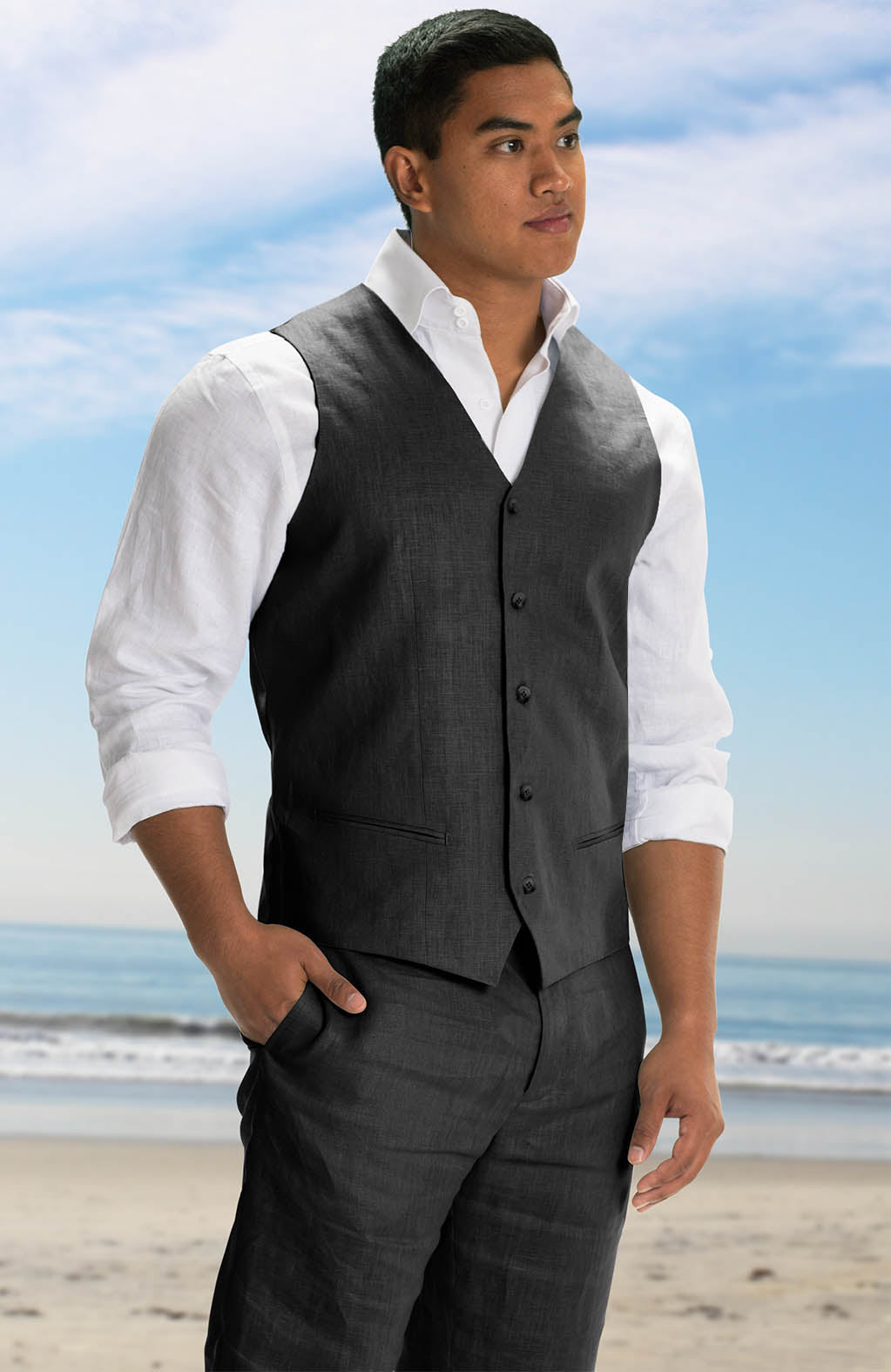 Monaco Vest in Dark Gray / Charcoal and Charcoal Verona Pants