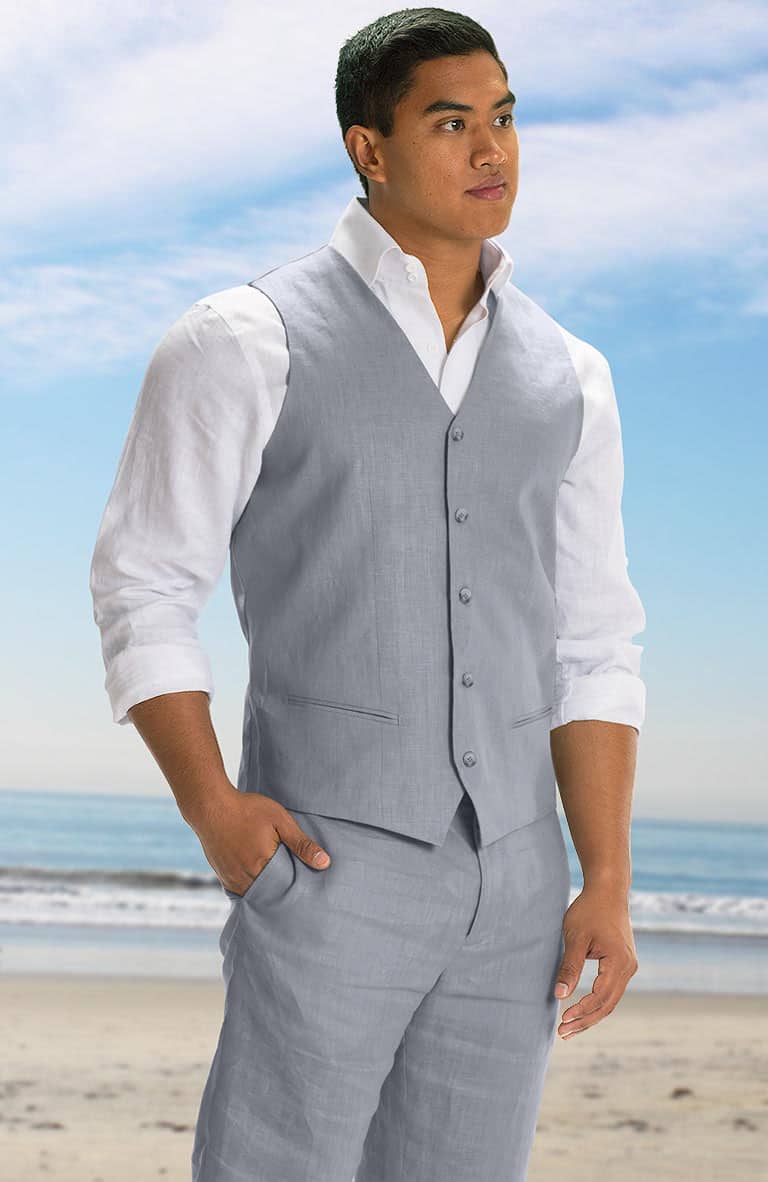 Monaco Linen Vest in Steel Gray Verona Pants