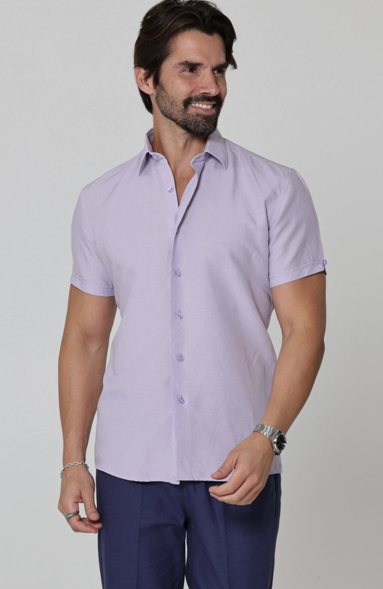 Soft Violet Linen Beckford Shirt w/ Soft   Linen Drawstring Pants