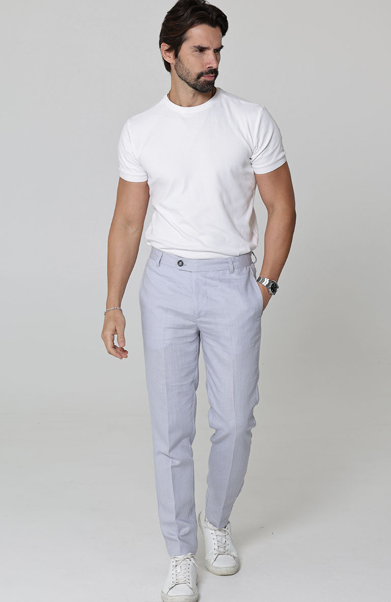 Men's Verona Linen Pants in Blue Silver