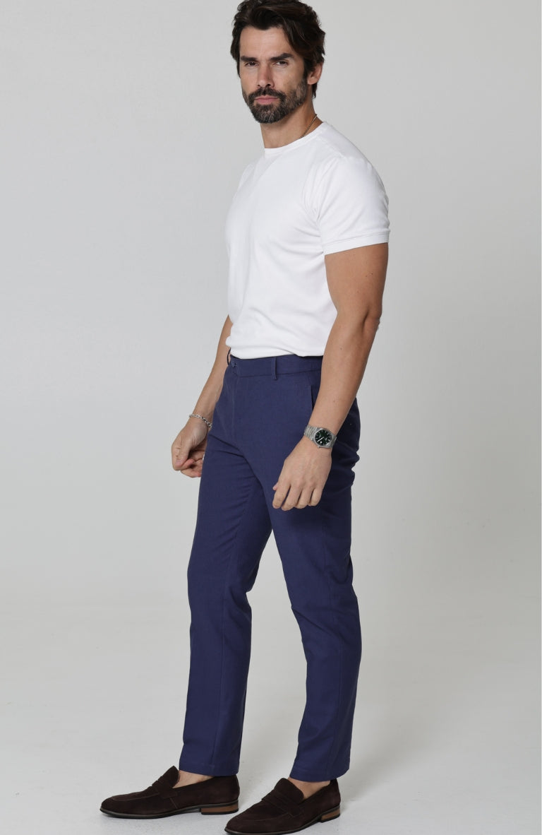 Men's Verona Linen Pants in Soft Navy