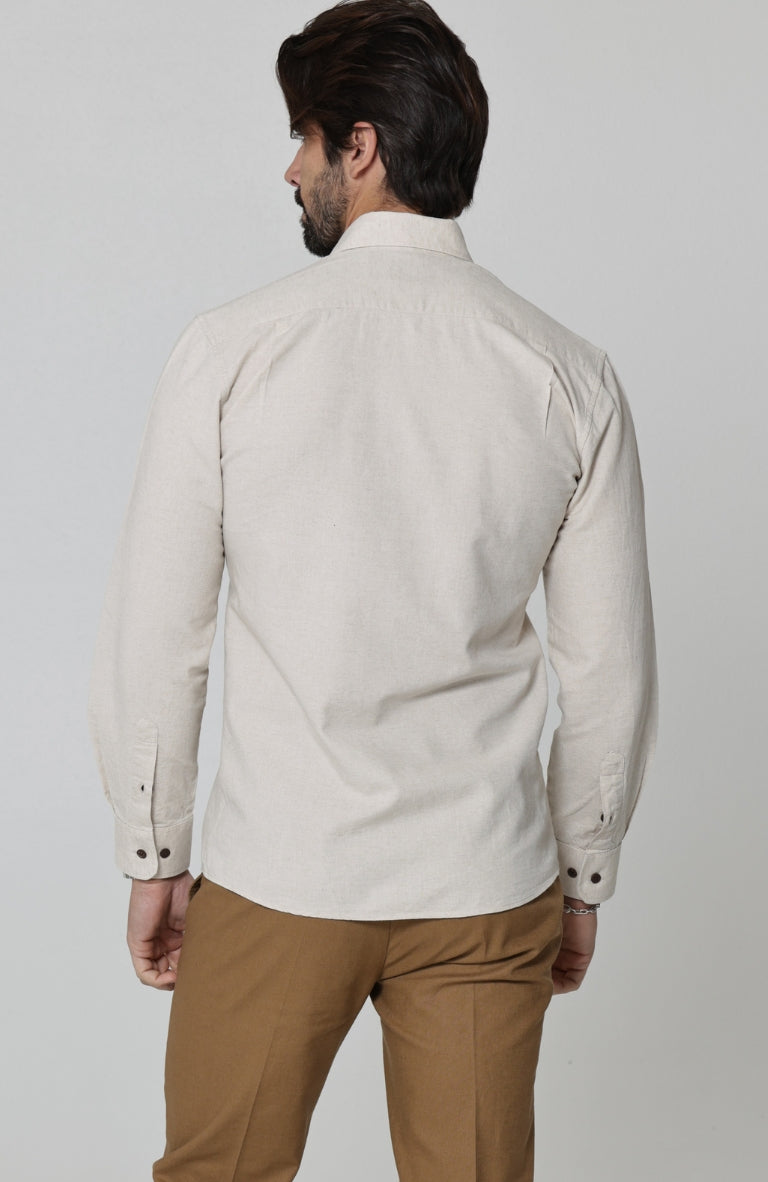 Beckford Italian Linen Shirt in Natural - Long