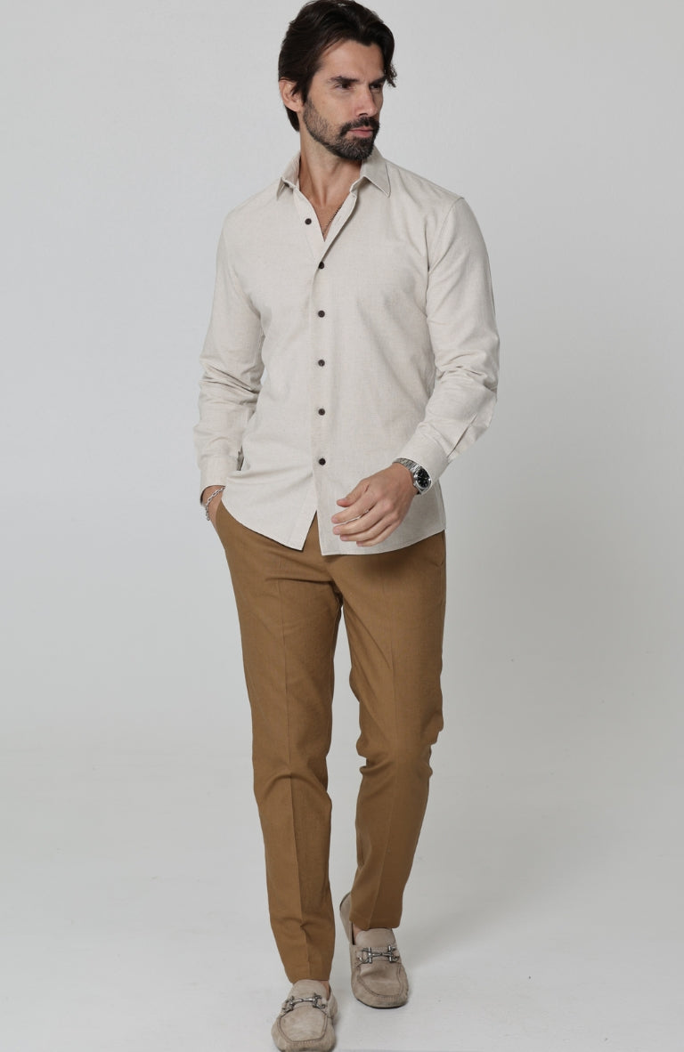 Beckford Italian Linen Shirt in Natural - Long