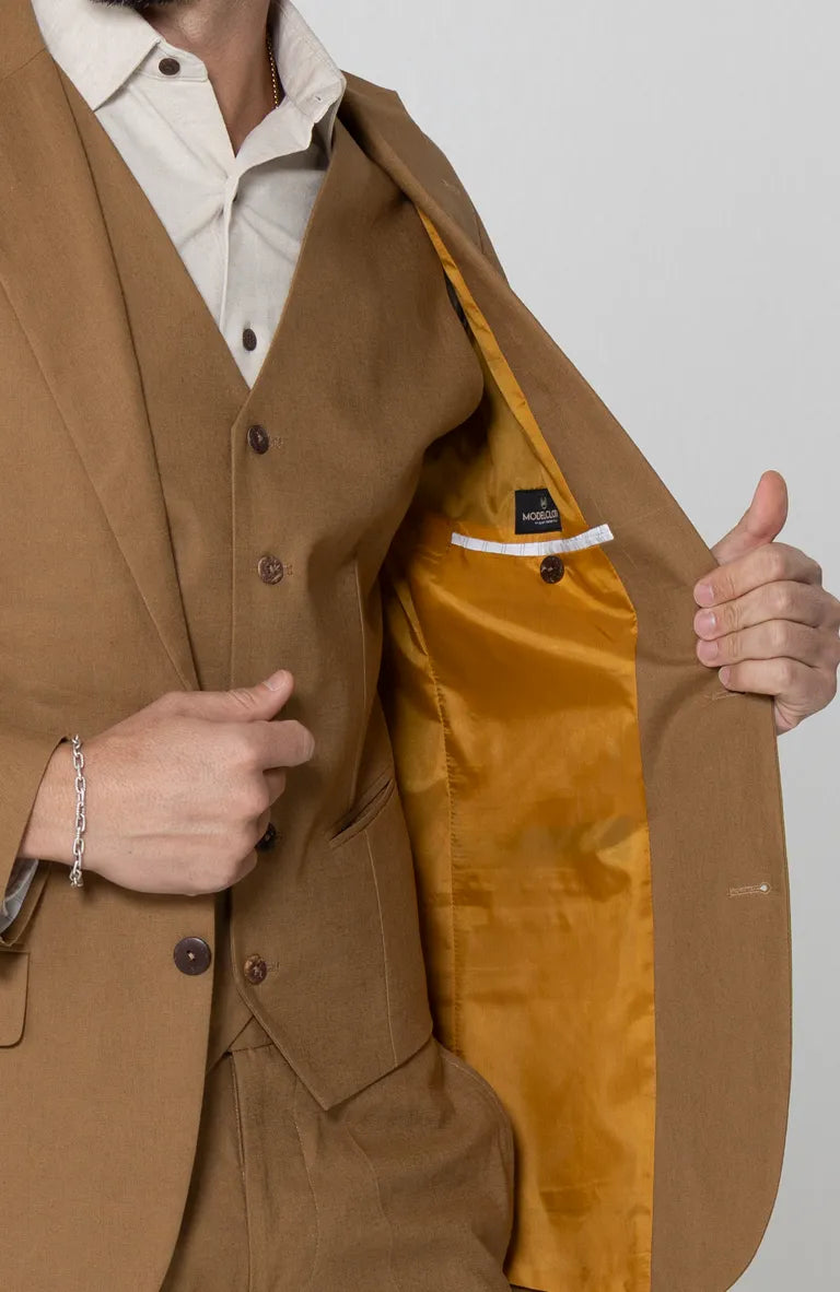 Mocha Extreme Close - Coconut Buttons vest and Jacket