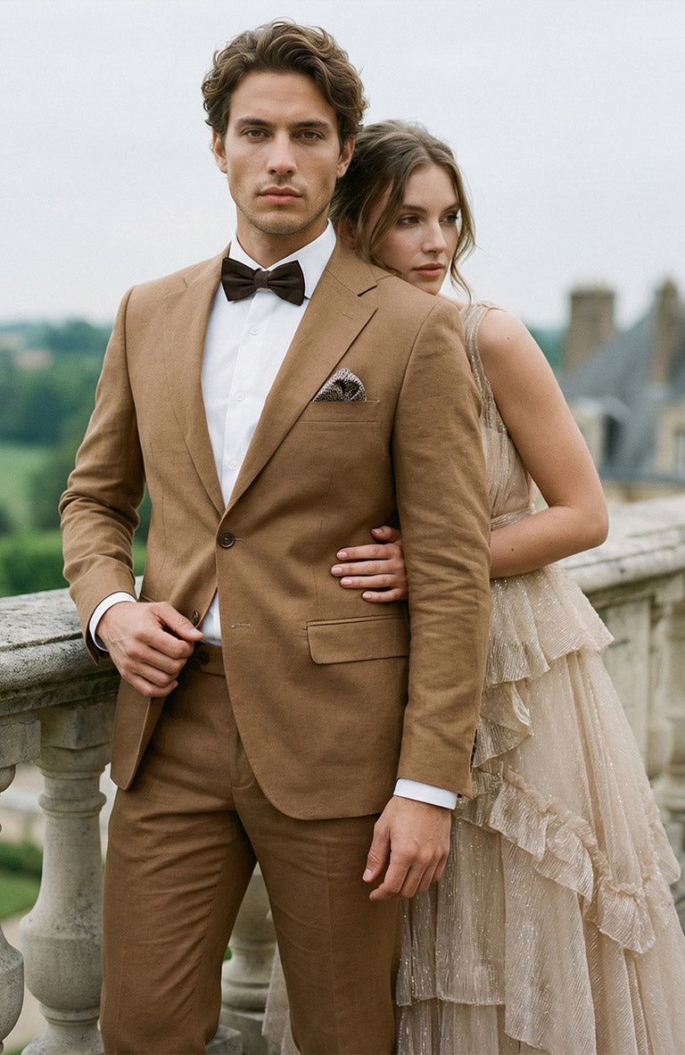 Monte Carlo Mocha Jacket w/ White Bradford Linen Shirt