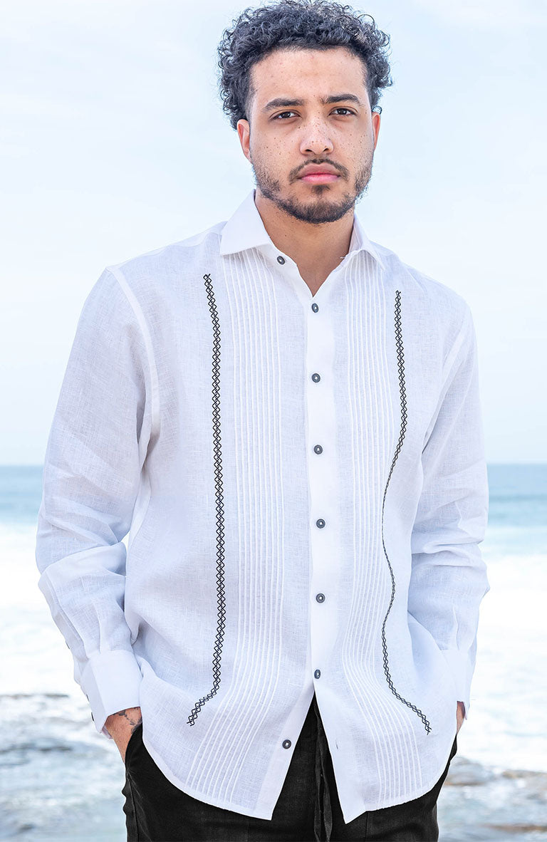 Mauritius White with White w/Black Emb/ Black Buttons, Dark Gray/ Charcoal Velero Pants