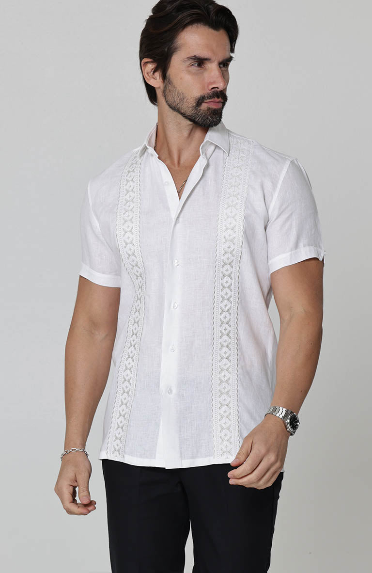 Butterfly Embroidered White Havana with Silver Gray Embroidery and Charcoal Verona Pant Bone w/Bone Embroidery