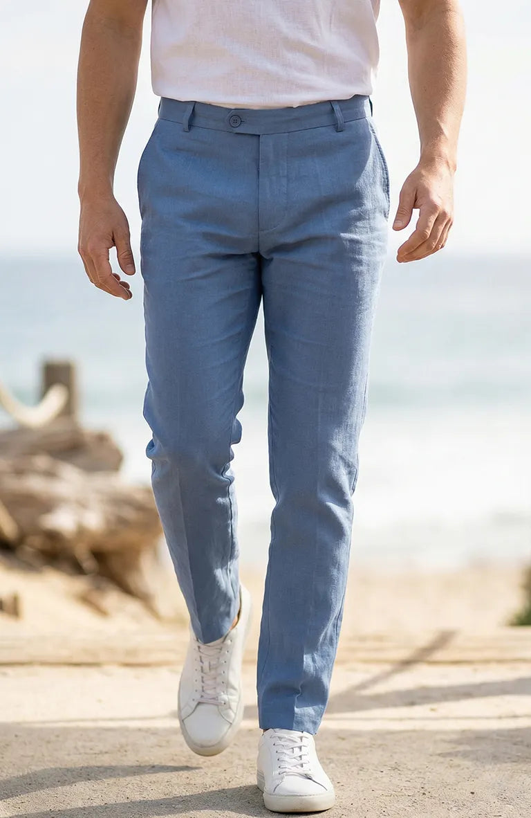 Men's Verona Linen Pants in Heritage Blue